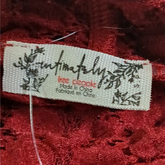 Intimately Free People Day & Night Sheer Lace Bodysuit Top Women Small Red Thong - Picture 11 of 12